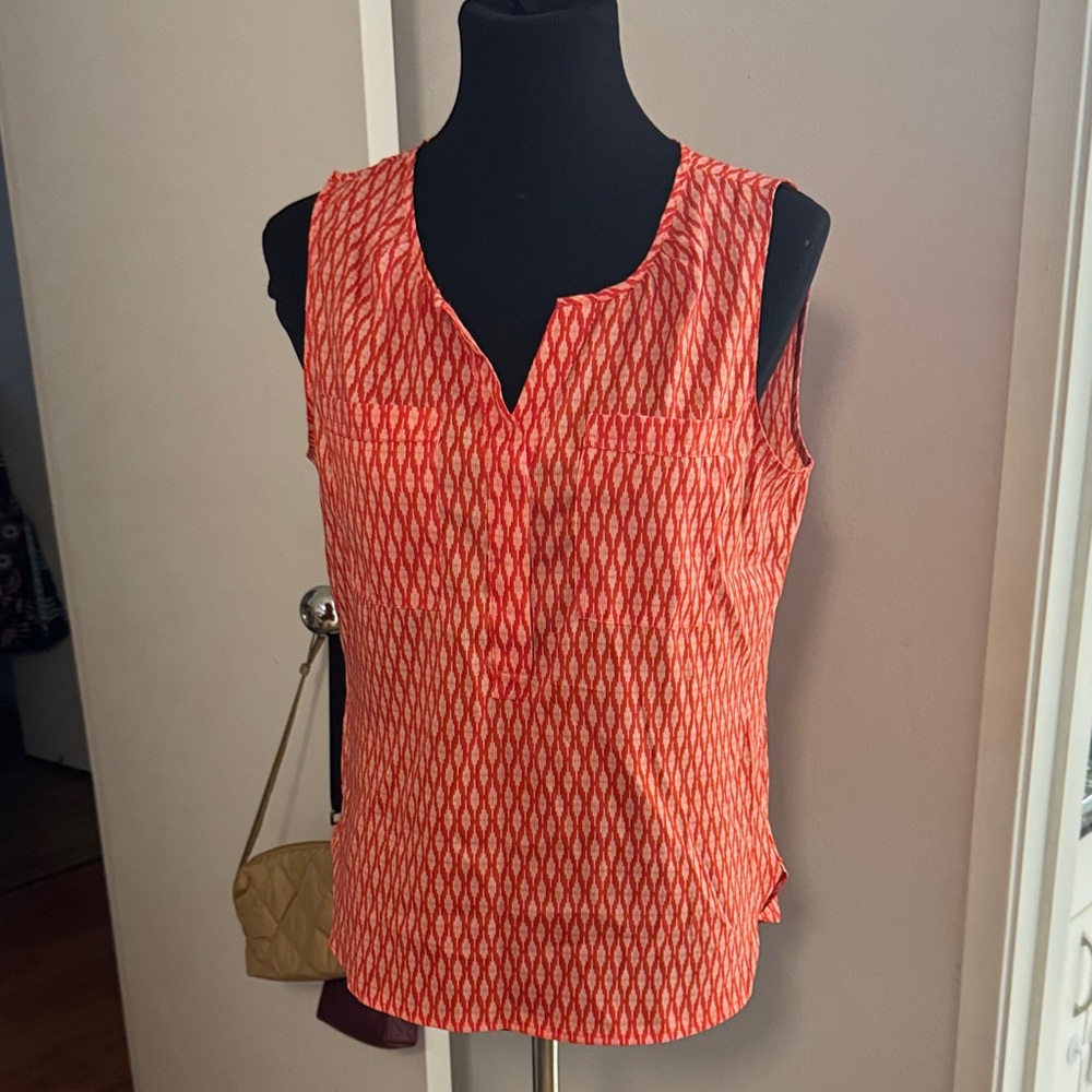 Ann Taylor Factory Red and White Patterned Tank Top